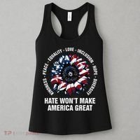 Hate WonT Make America Great Sunflower Kindness Peace Women's Tank Top thumb 3