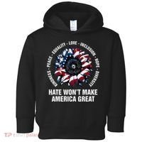 Hate WonT Make America Great Sunflower Kindness Peace Toddler Hoodie thumb 0