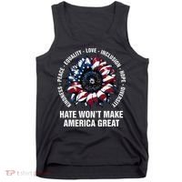 Hate WonT Make America Great Sunflower Kindness Peace Tank Top thumb 0