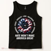 Hate WonT Make America Great Sunflower Kindness Peace Tank Top thumb 2
