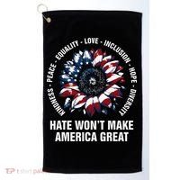 Hate WonT Make America Great Sunflower Kindness Peace Golf Towel thumb 0