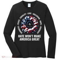 Hate WonT Make America Great Sunflower Kindness Peace Women's Long Sleeve Shirt thumb 0