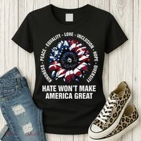 Hate WonT Make America Great Sunflower Kindness Peace Women's T-Shirt thumb 3