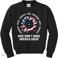 Hate WonT Make America Great Sunflower Kindness Peace Kids Sweatshirt thumb 0