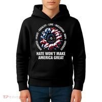 Hate WonT Make America Great Sunflower Kindness Peace Kids Hoodie thumb 4
