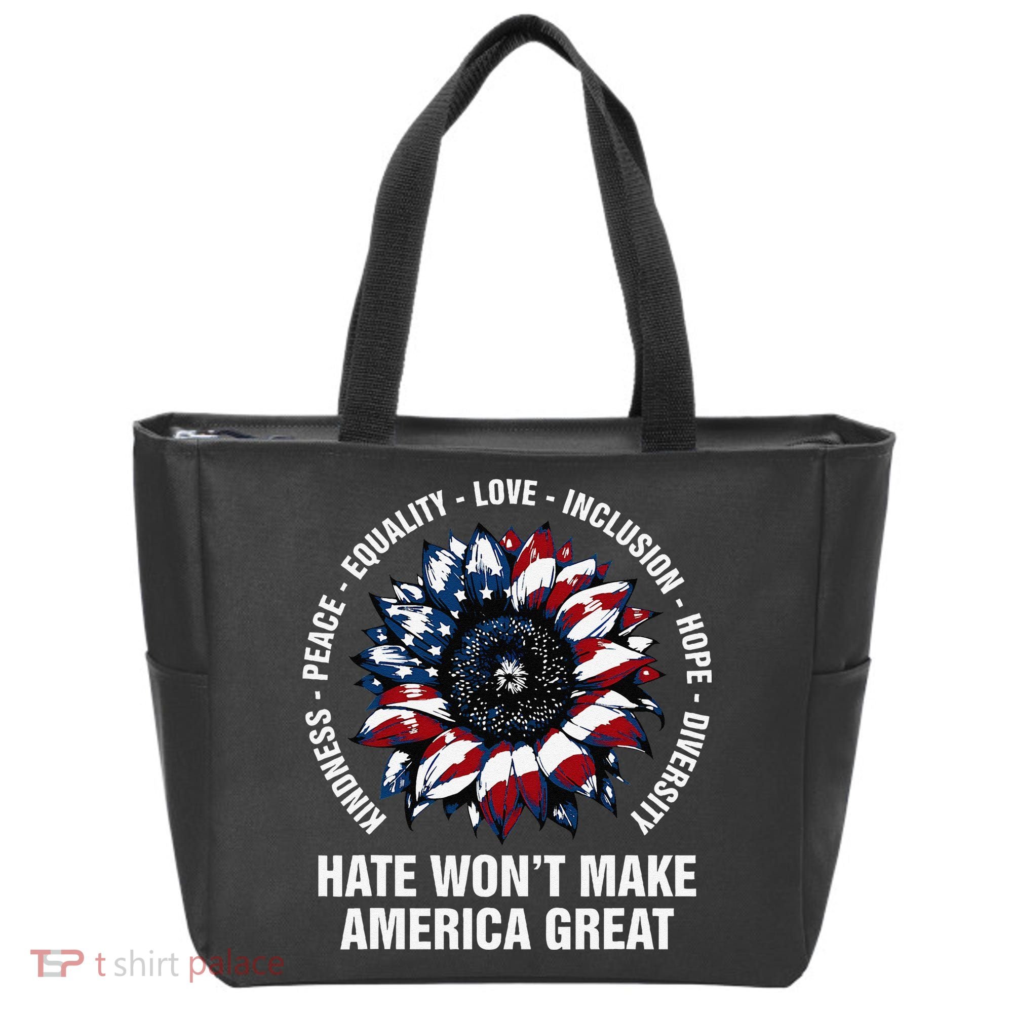 Hate WonT Make America Great Sunflower Kindness Peace Tote Bag