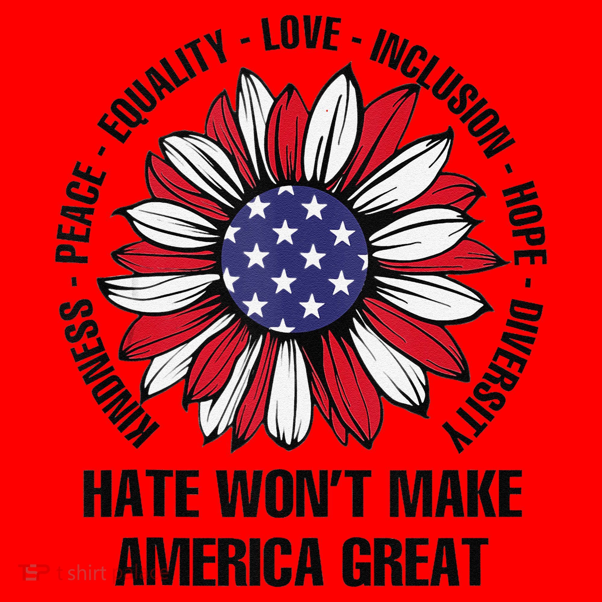 Hate WonT Make America Great Sunflower Kindness Peace Santa Hat