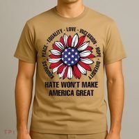 Hate WonT Make America Great Sunflower Kindness Peace T-Shirt thumb 3