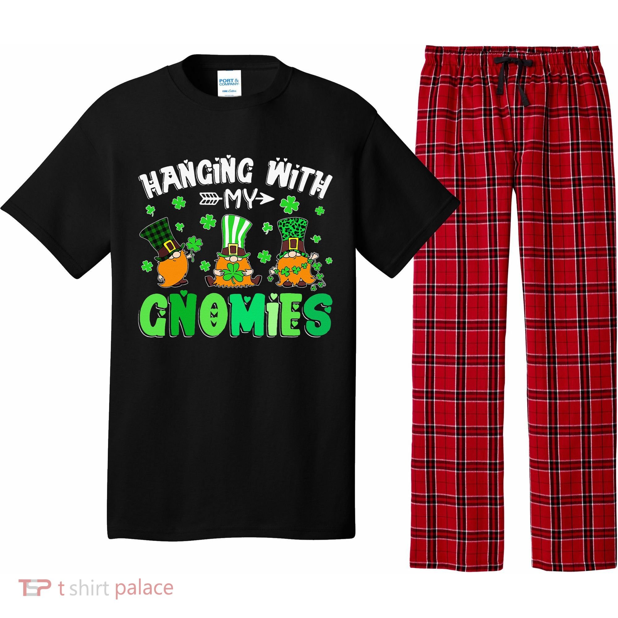 Hanging With My Gnomies Shamrock St Patrick's Day Irish Pajama Set