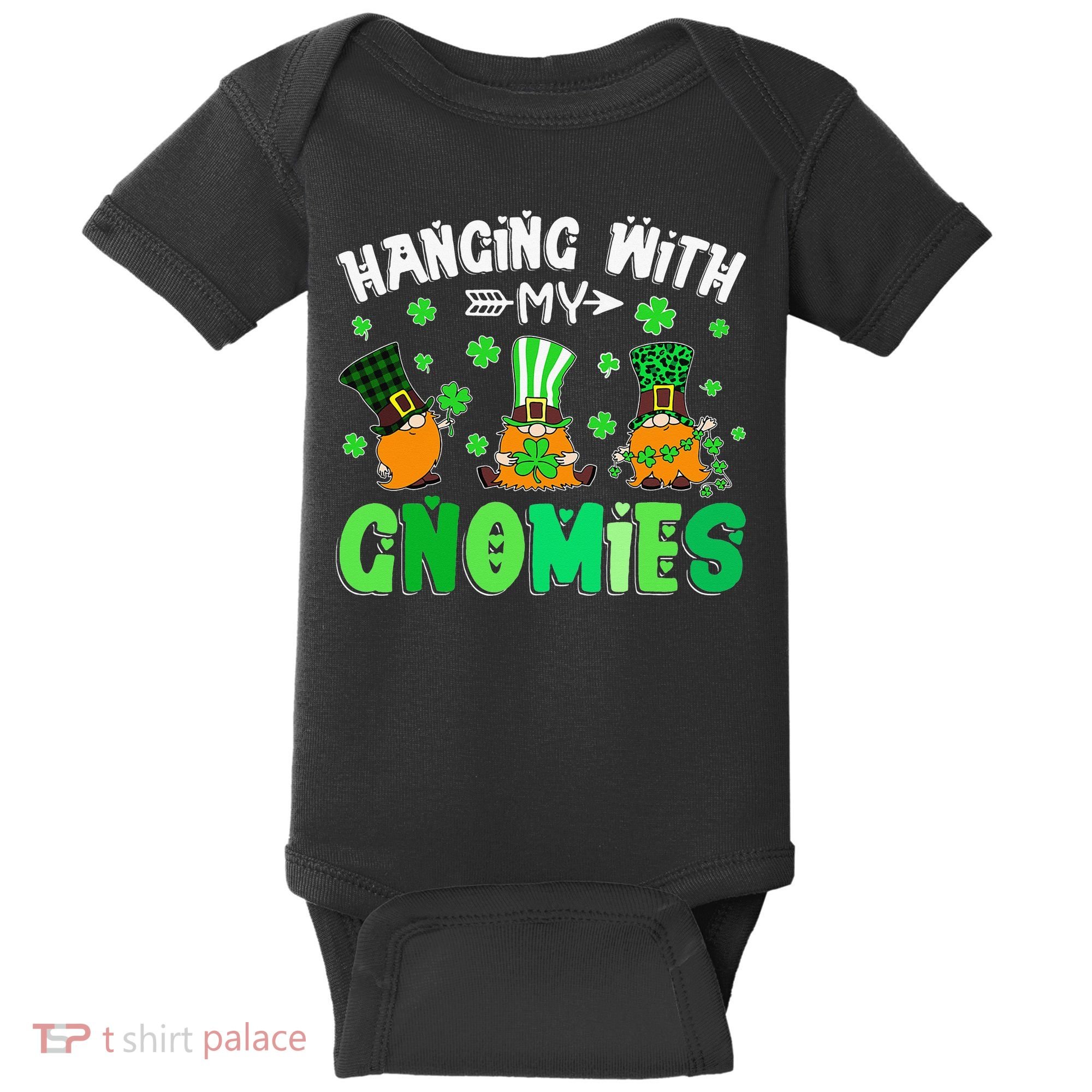 Hanging With My Gnomies Shamrock St Patrick's Day Irish Baby Bodysuit