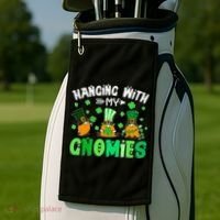 Hanging With My Gnomies Shamrock St Patrick's Day Irish Golf Towel thumb 2