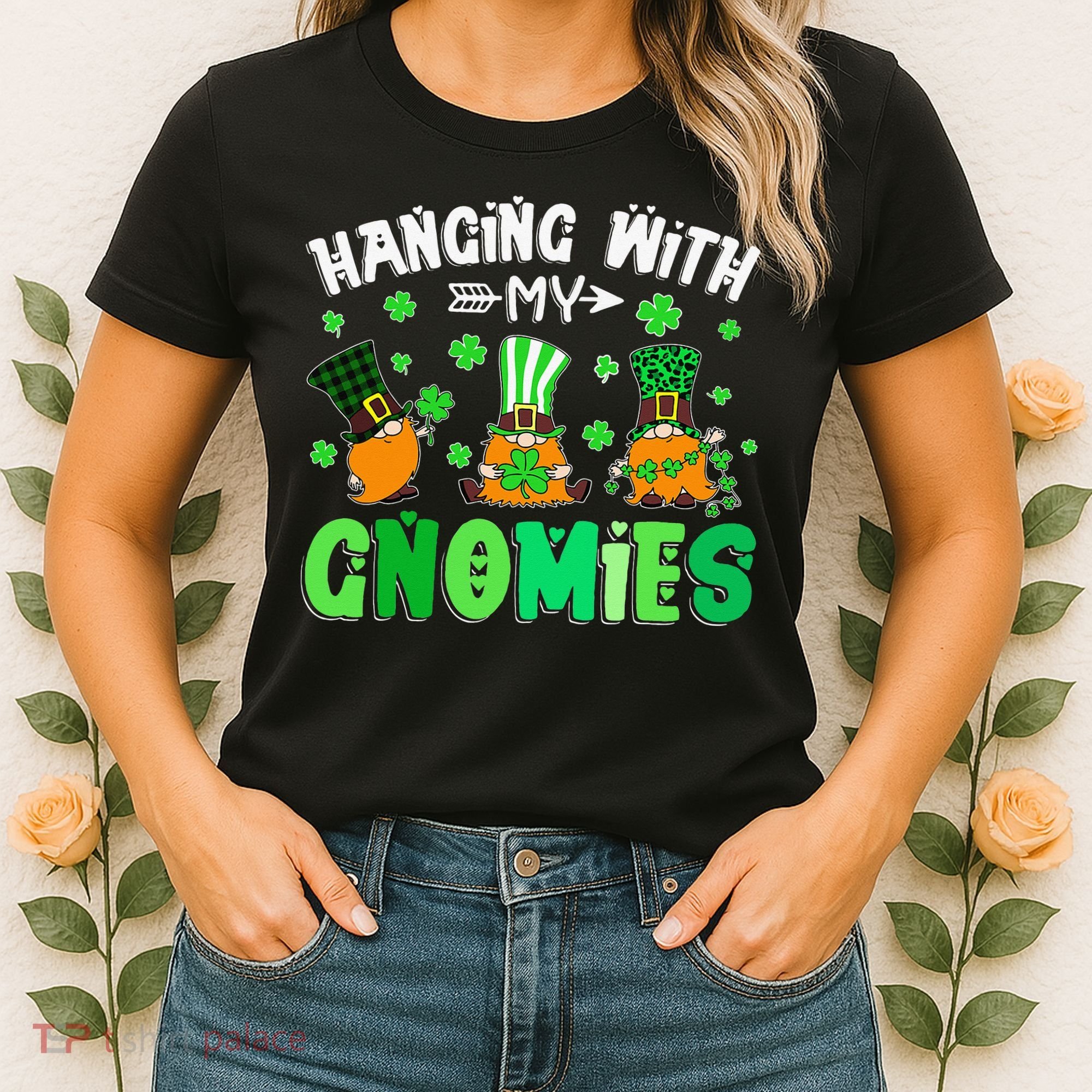 Hanging With My Gnomies Shamrock St Patrick's Day Irish Women's T-Shirt