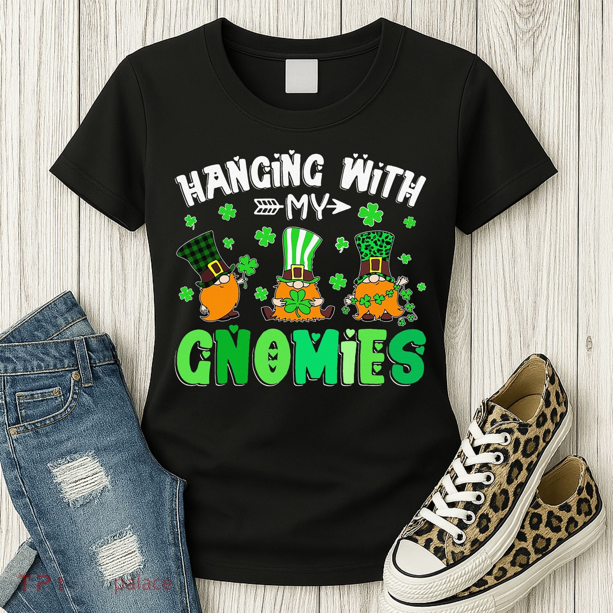 Hanging With My Gnomies Shamrock St Patrick's Day Irish Women's T-Shirt