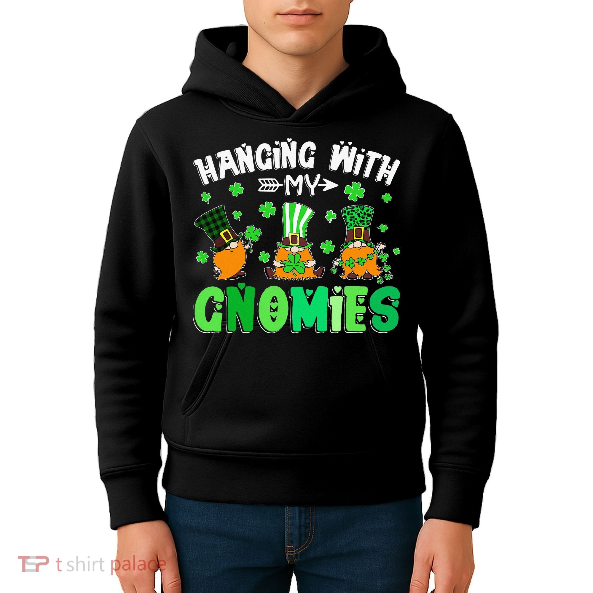 Hanging With My Gnomies Shamrock St Patrick's Day Irish Kids Hoodie
