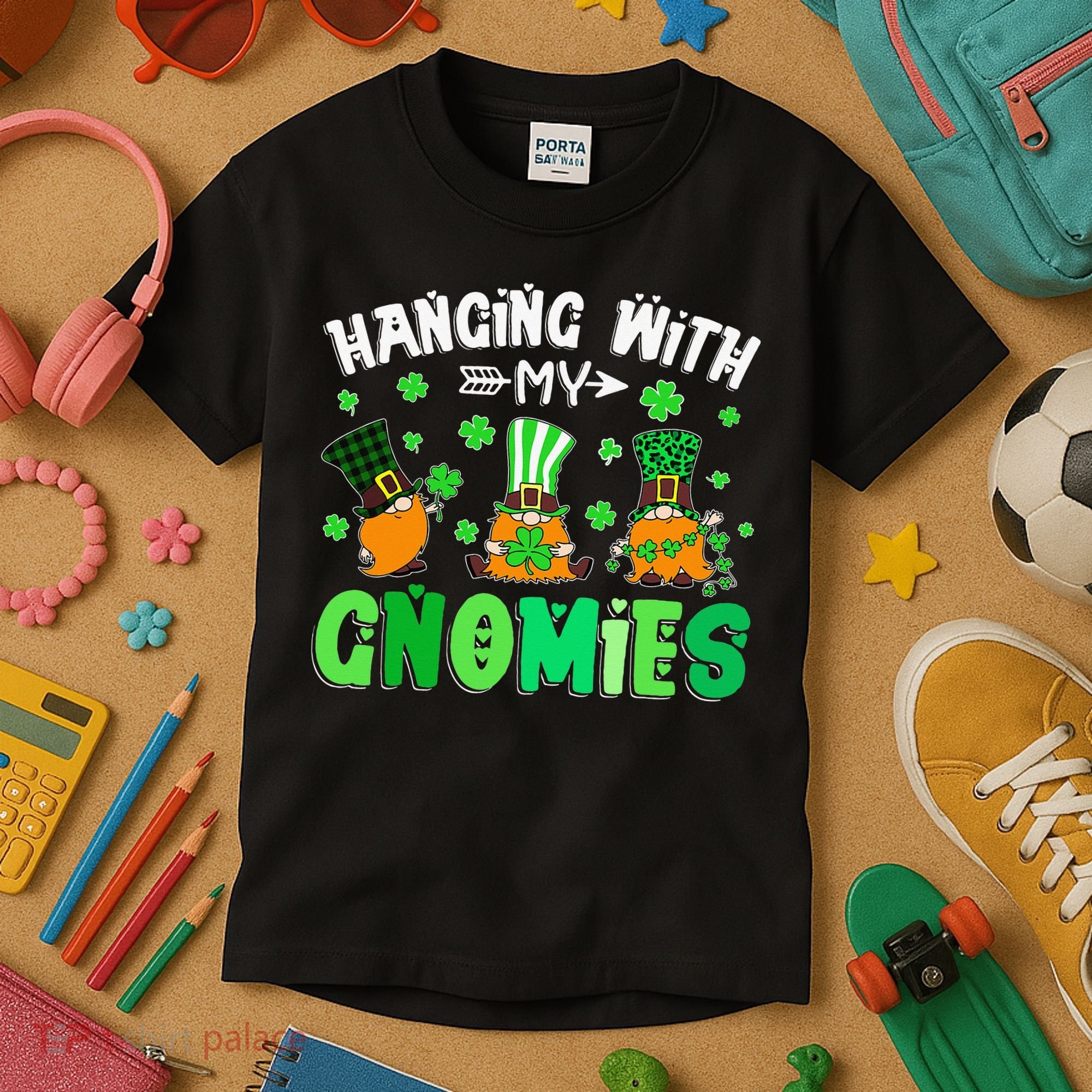 Hanging With My Gnomies Shamrock St Patrick's Day Irish Kids T-Shirt
