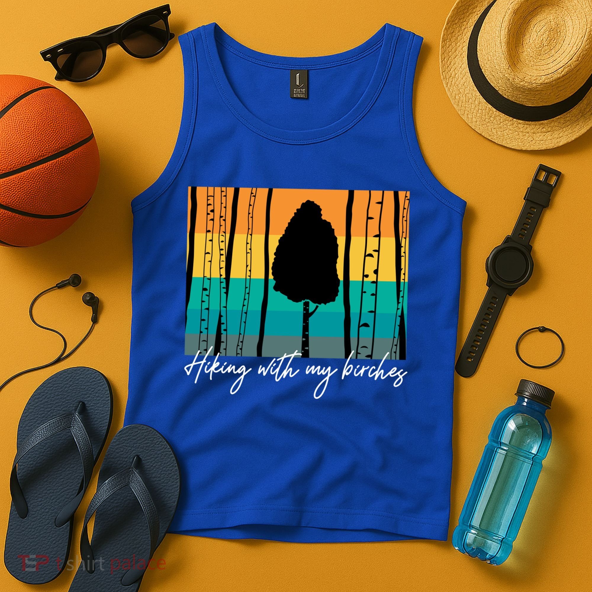 Hiking With My Birches Hilarious Campfire Hiking Funny Gift Tank Top