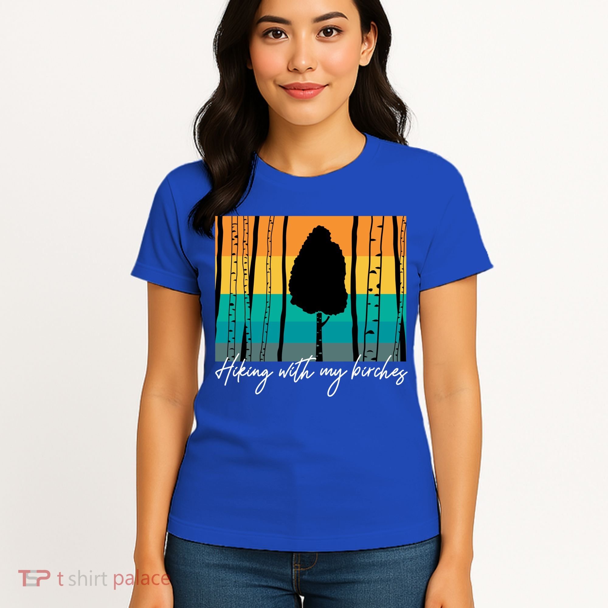 Hiking With My Birches Hilarious Campfire Hiking Funny Gift Women's T-Shirt