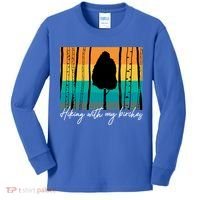 Hiking With My Birches Hilarious Campfire Hiking Funny Gift Kids Long Sleeve Shirt thumb 0