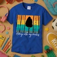 Hiking With My Birches Hilarious Campfire Hiking Funny Gift Kids T-Shirt thumb 3