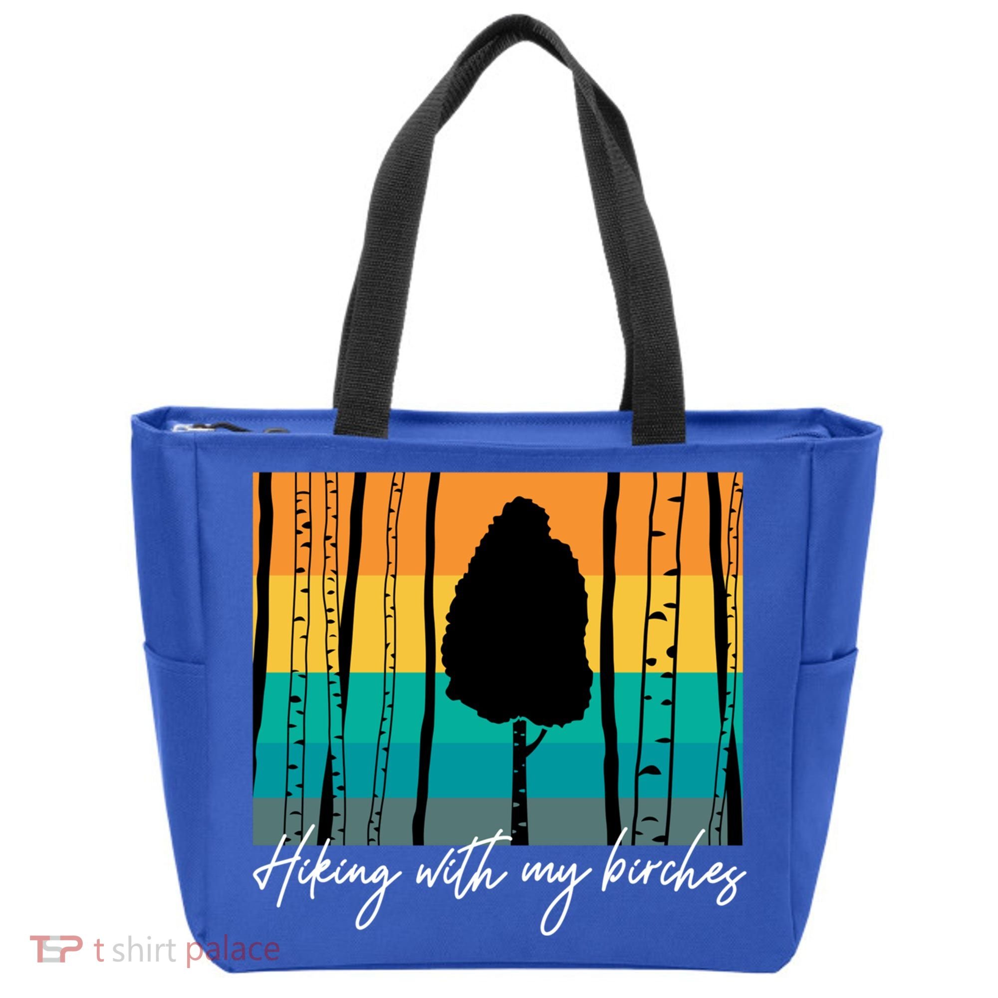 Hiking With My Birches Hilarious Campfire Hiking Funny Gift Tote Bag