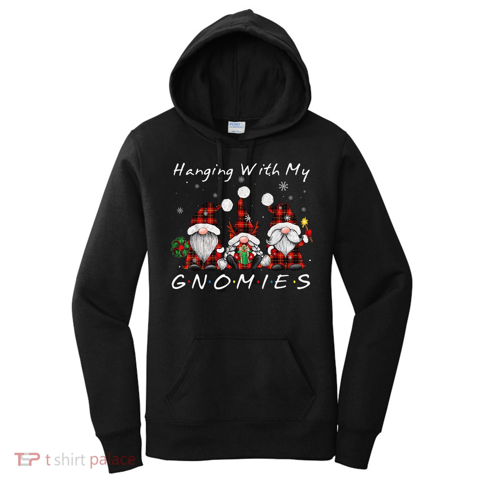 Hanging With My Gnomies Buffalo Red Plaid Christmas Gnome Women's Hoodie
