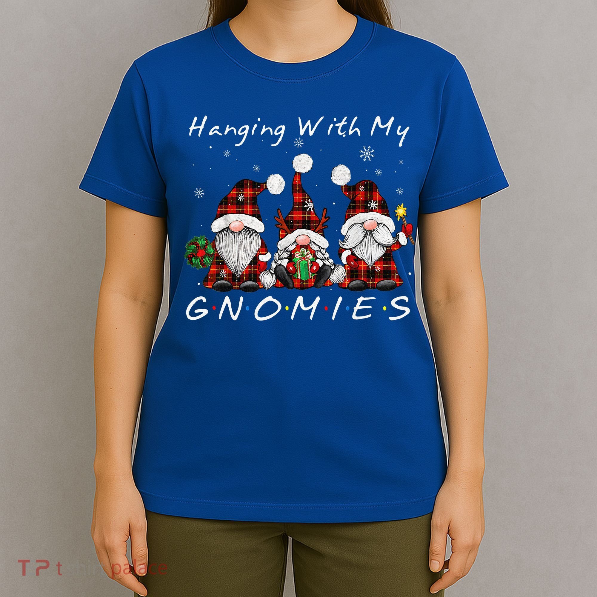 Hanging With My Gnomies Buffalo Red Plaid Christmas Gnome T-Shirt