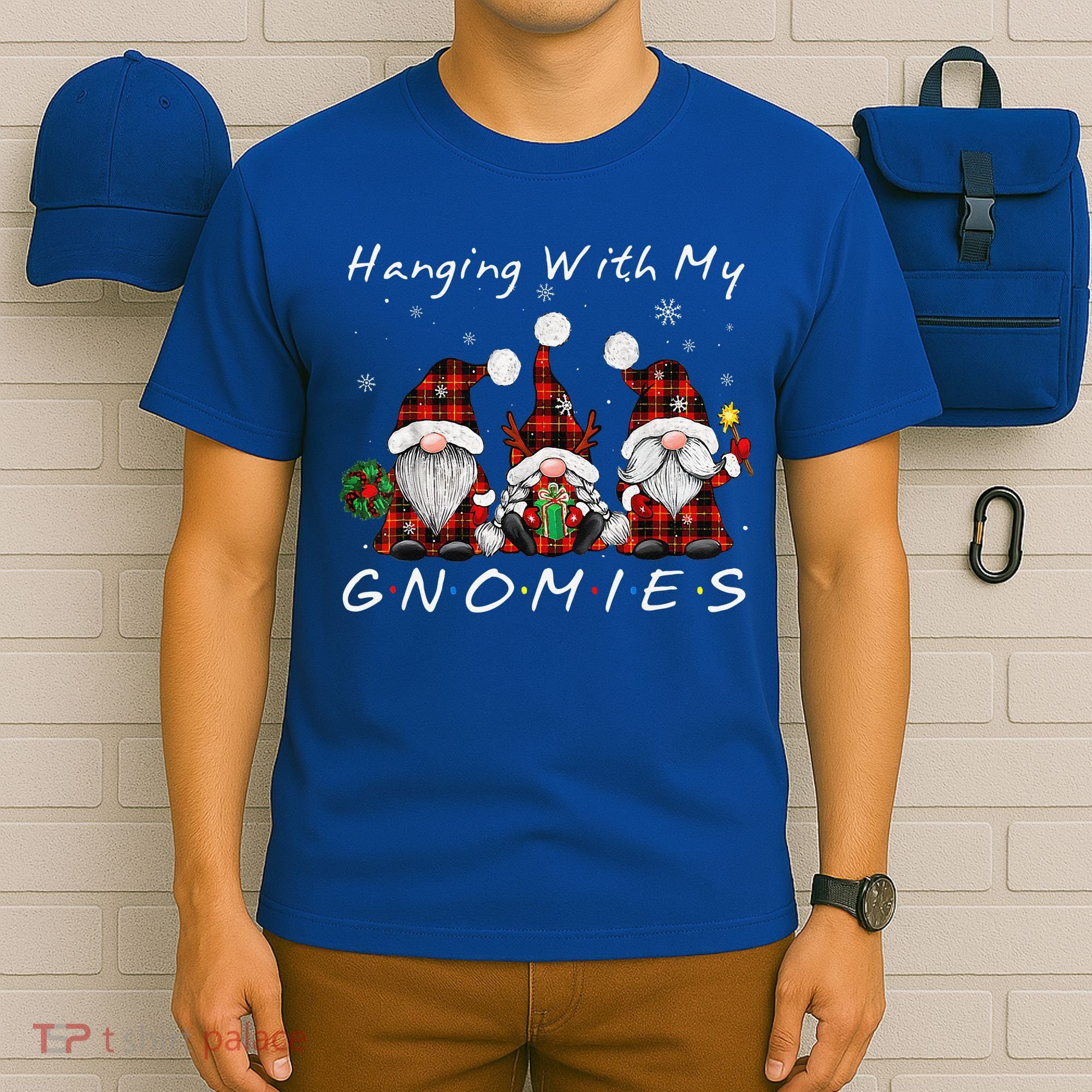 Hanging With My Gnomies Buffalo Red Plaid Christmas Gnome T-Shirt