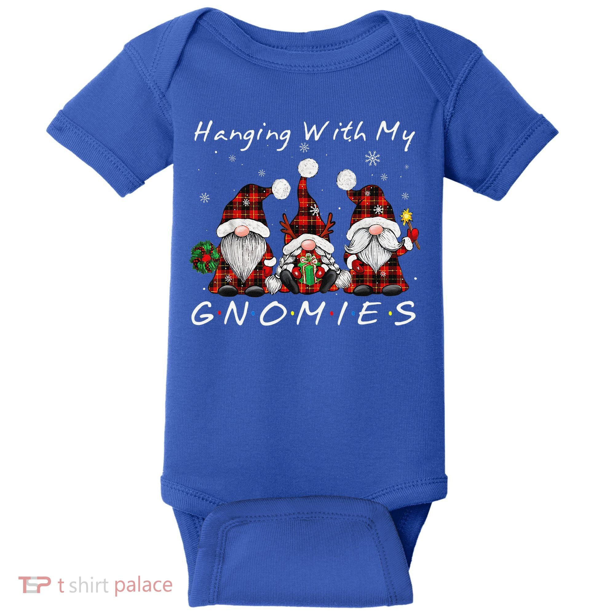 Hanging With My Gnomies Buffalo Red Plaid Christmas Gnome Baby Bodysuit