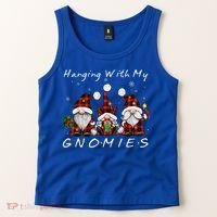 Hanging With My Gnomies Buffalo Red Plaid Christmas Gnome Tank Top thumb 2