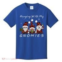Hanging With My Gnomies Buffalo Red Plaid Christmas Gnome Kids T-Shirt thumb 0