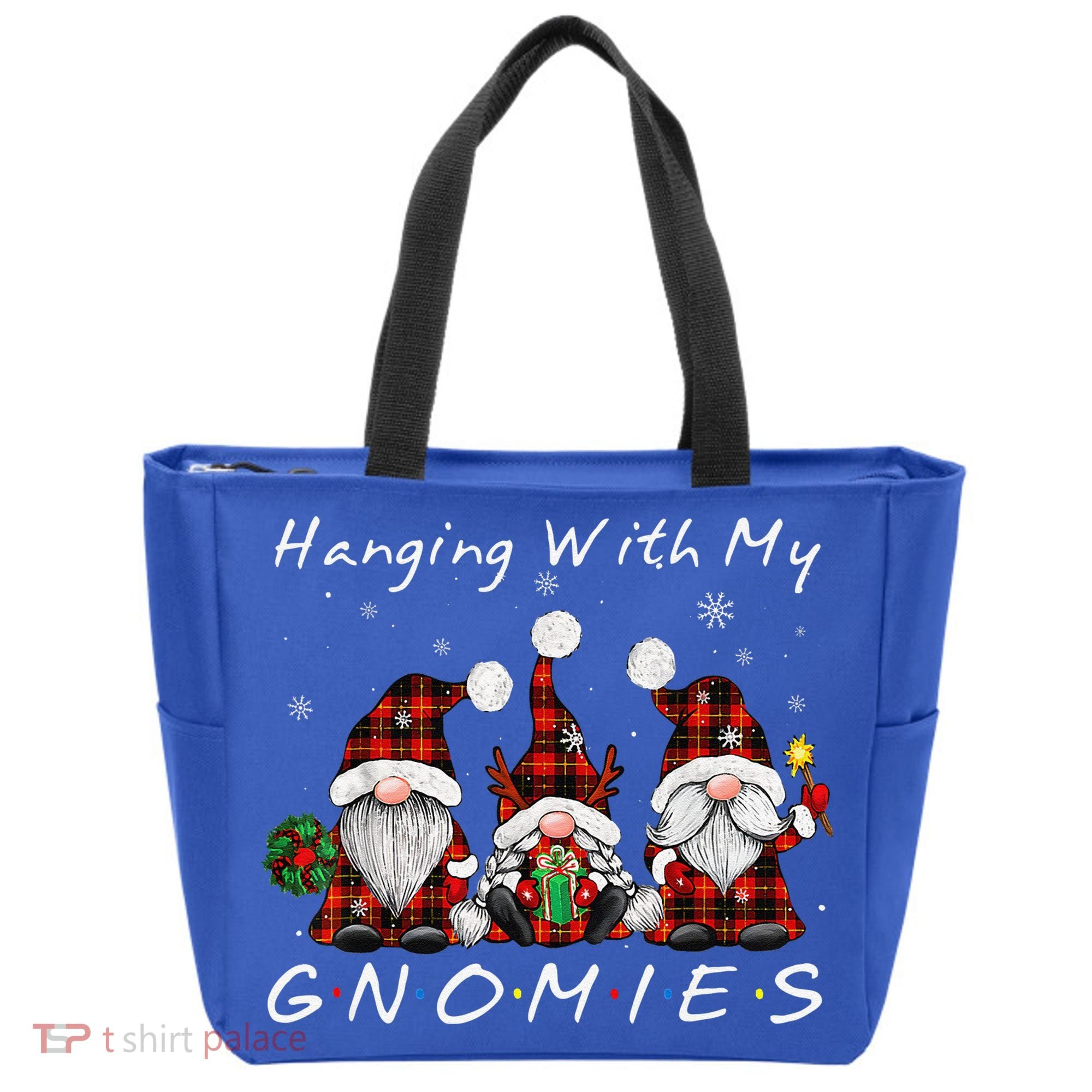 Hanging With My Gnomies Buffalo Red Plaid Christmas Gnome Tote Bag