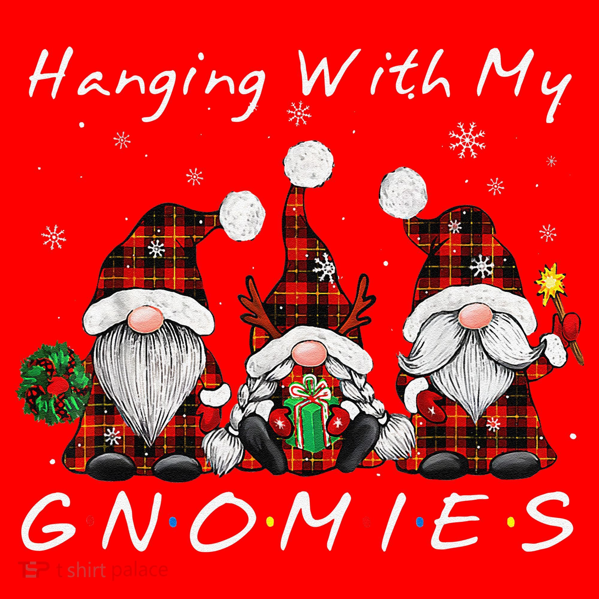 Hanging With My Gnomies Buffalo Red Plaid Christmas Gnome Santa Hat
