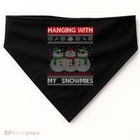 Hanging With My Snowmies Ugly Christmas USA-Made Doggie Bandana thumb 0