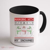 Hanging With My Snowmies Ugly Christmas Coffee Mug thumb 1