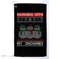 Hanging With My Snowmies Ugly Christmas Golf Towel thumb 0