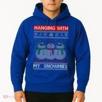 Hanging With My Snowmies Ugly Christmas Hoodie thumb 2