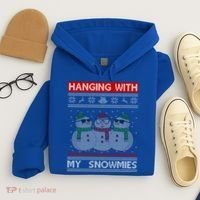 Hanging With My Snowmies Ugly Christmas Hoodie thumb 4