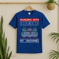 Hanging With My Snowmies Ugly Christmas T-Shirt thumb 2