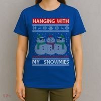 Hanging With My Snowmies Ugly Christmas T-Shirt thumb 4