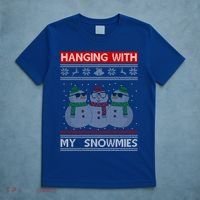 Hanging With My Snowmies Ugly Christmas T-Shirt thumb 5