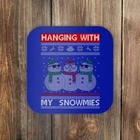 Hanging With My Snowmies Ugly Christmas Coaster thumb 0