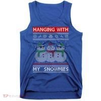 Hanging With My Snowmies Ugly Christmas Tank Top thumb 0