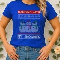 Hanging With My Snowmies Ugly Christmas Women's T-Shirt thumb 2