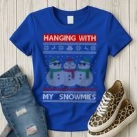 Hanging With My Snowmies Ugly Christmas Women's T-Shirt thumb 3