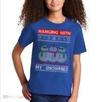 Hanging With My Snowmies Ugly Christmas Kids T-Shirt thumb 2