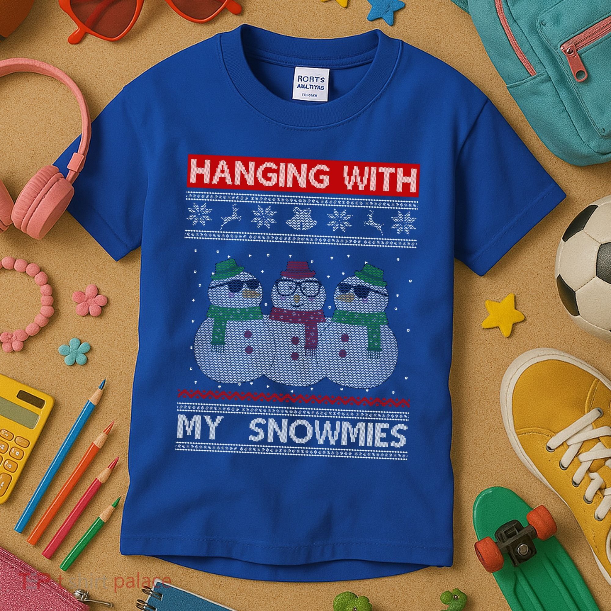 Hanging With My Snowmies Ugly Christmas Kids T-Shirt