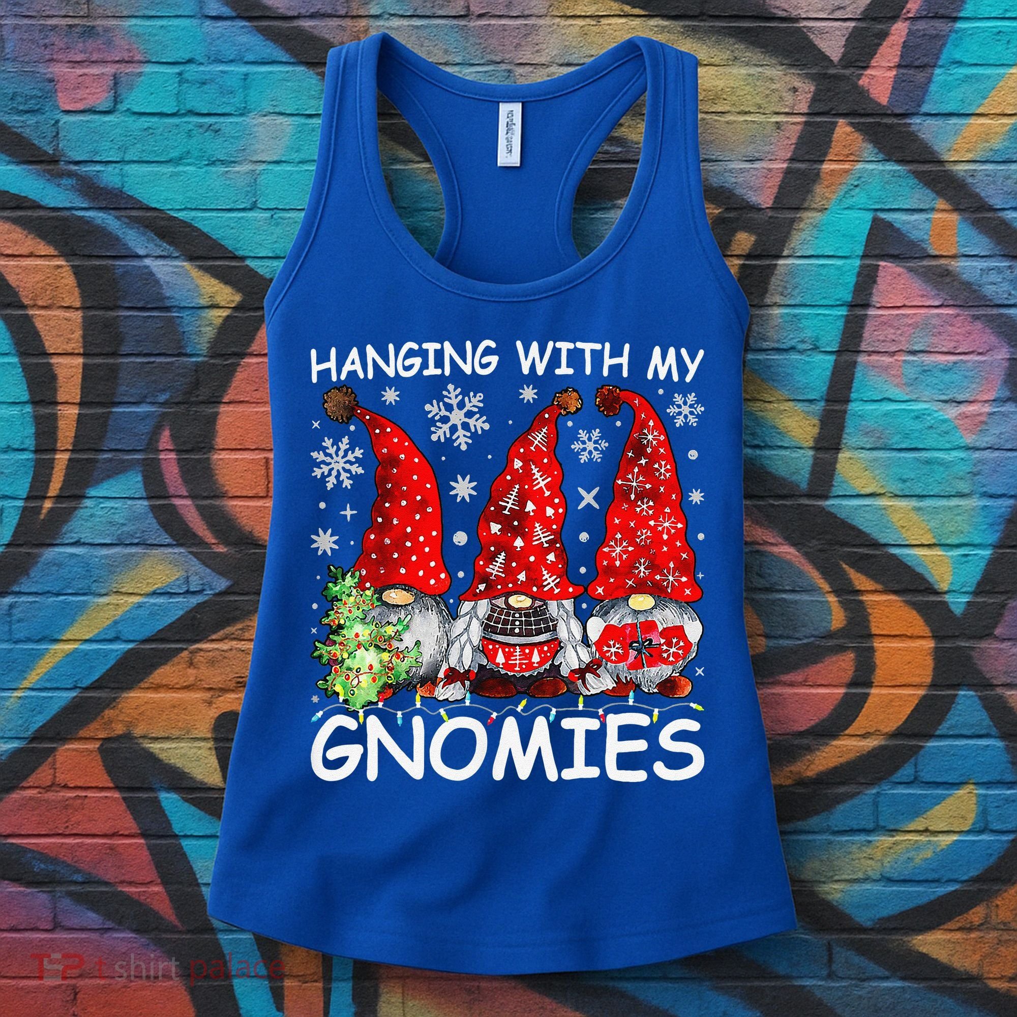 Hanging With My Gnomies Funny Christmas Pajamas Family Women's Tank Top