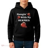 Hangin With My Hermies Funny Hermit Crab Lover Kids Hoodie thumb 4