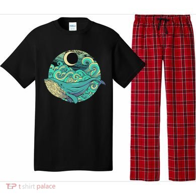 Humpback Whale Marine Life Ocean Nature Sea Blue Waves Moon Pajama Set