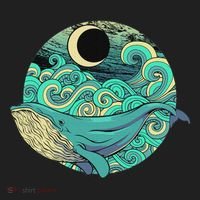 Humpback Whale Marine Life Ocean Nature Sea Blue Waves Moon Hat thumb 2